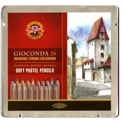 Zestaw suchych pasteli w ołówku Gioconda 24 kol., metalowe etui